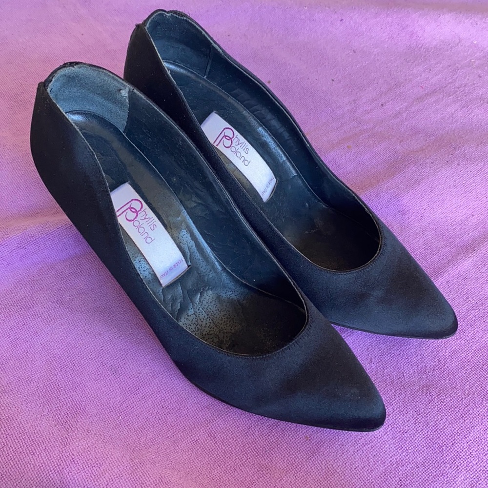 Black Satin Pumps